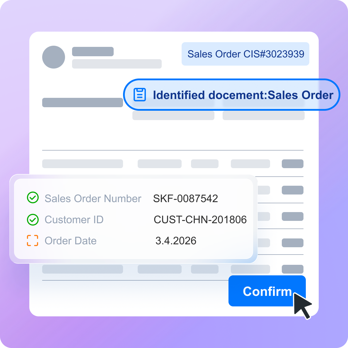 Order processing interface